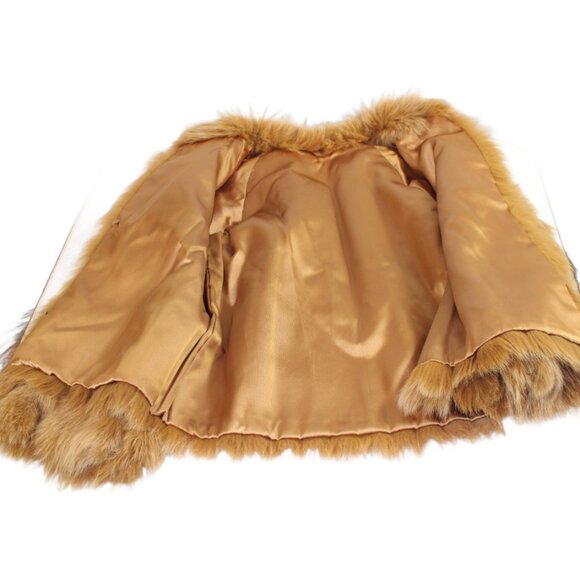 Dyed Fox Waist Jacket with Leather Accent Panels, Size Sm/Med - Picture 8 of 9